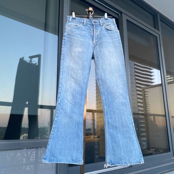 Orange Tab Vintage Levi's Bell Bottom Flare Jeans - Picture 3 of 6
